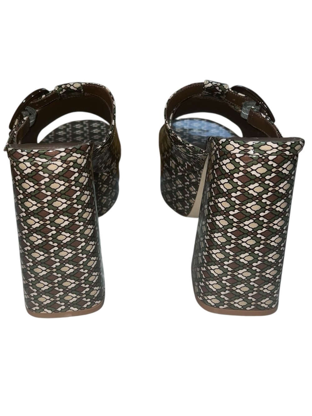 Larroude Dolly Verona Platform Mule Soft Patent Daisy Vichy Multi Seaweed Print - Picture 6 of 12